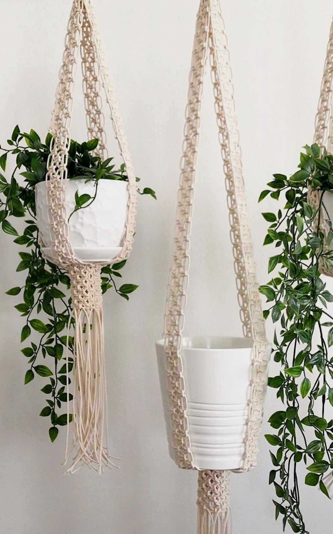 Macrame Plant Hanger-black Or Natural White Cotton Rope -macrame Shelf-candle Holder- Pot Hanger Or Macrame Hanging Table, No Tassel /fringe
