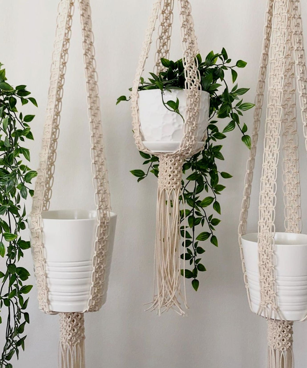 Macrame Plant Hanger-black Or Natural White Cotton Rope -macrame Shelf-candle Holder- Pot Hanger Or Macrame Hanging Table, No Tassel /fringe