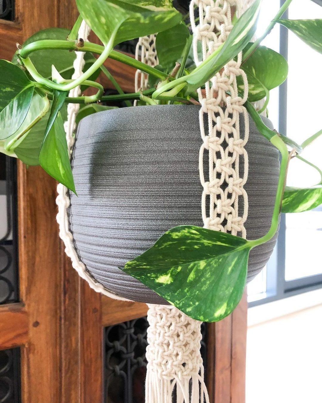 Macrame Plant Hanger-black Or Natural White Cotton Rope -macrame Shelf-candle Holder- Pot Hanger Or Macrame Hanging Table, No Tassel /fringe