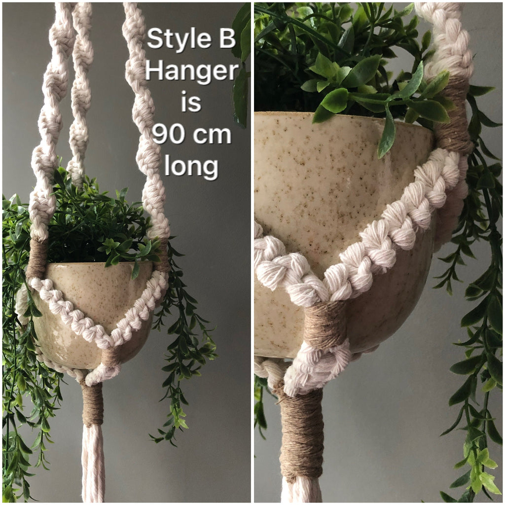Macrame Planthanger Naturel, Plant Hanger Boho Home Decor, Plant Gift, No Tassel Plantlover Plantgift Plantholder