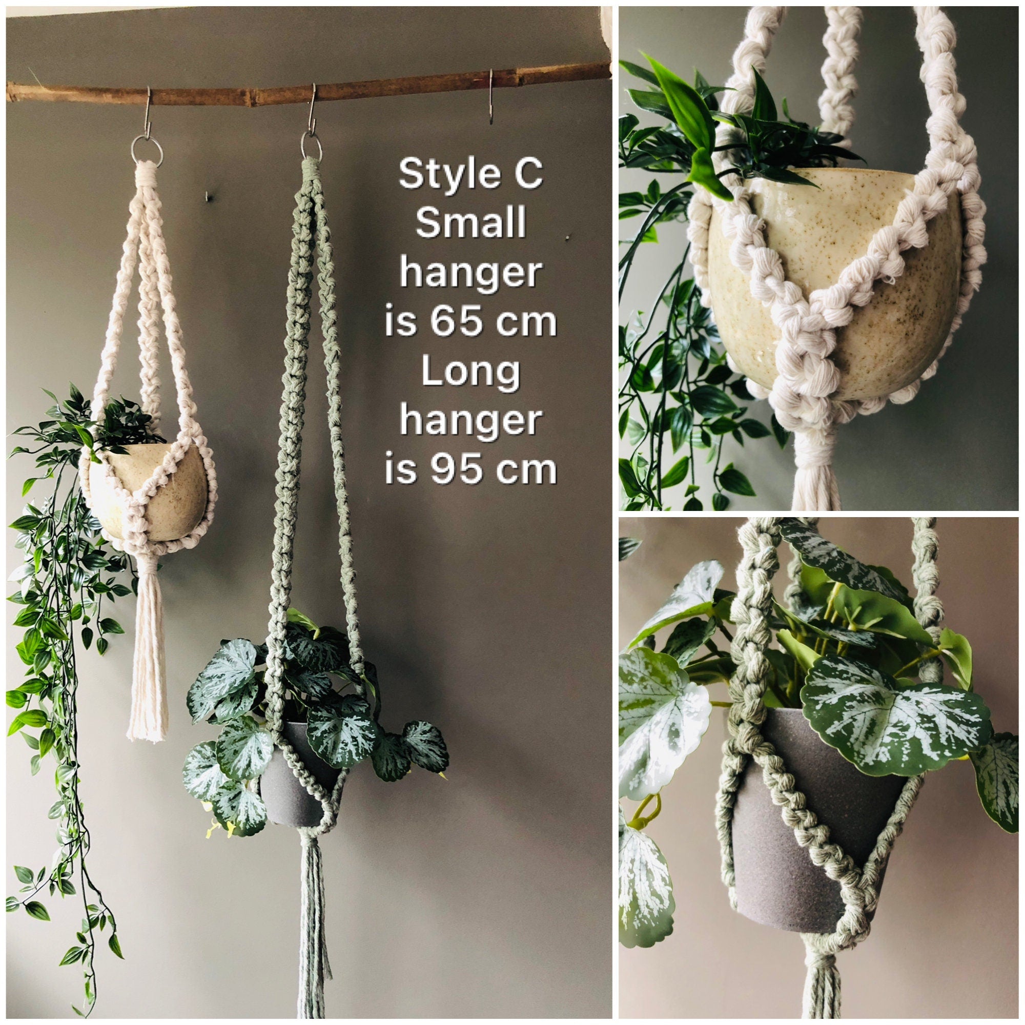 Macrame Planthanger Naturel, Plant Hanger Boho Home Decor, Plant Gift, No Tassel Plantlover Plantgift Plantholder
