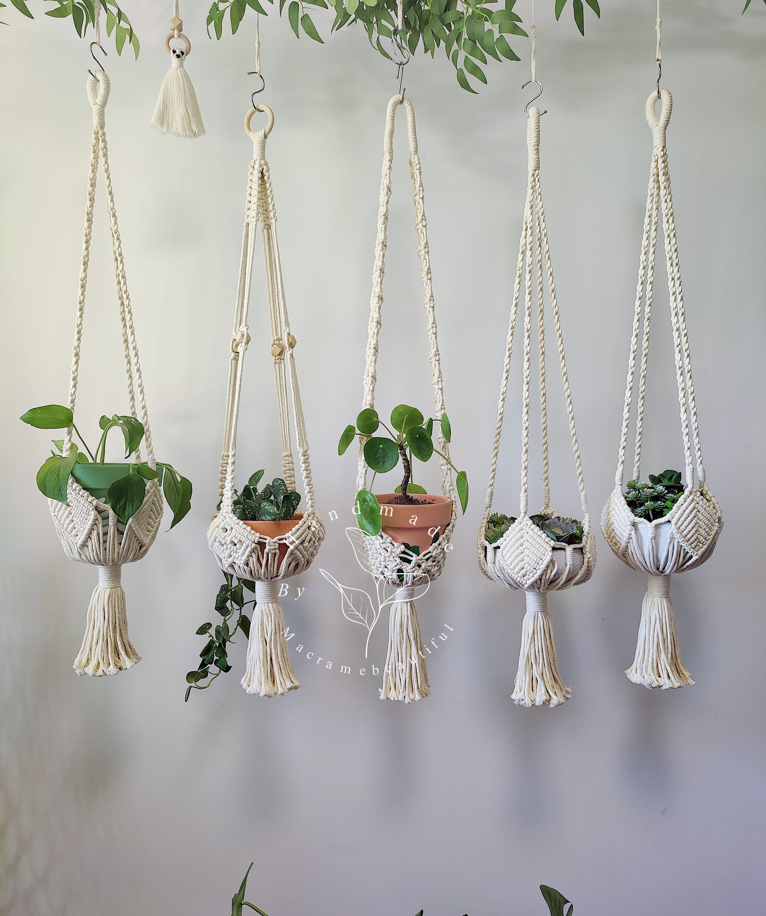 Boho Macrame Plant Hanger Large Hanging Planter Plant Holder Pot Hanger Hanging Basket Wall Planters, Plant Lover Gift, Indoor Garden