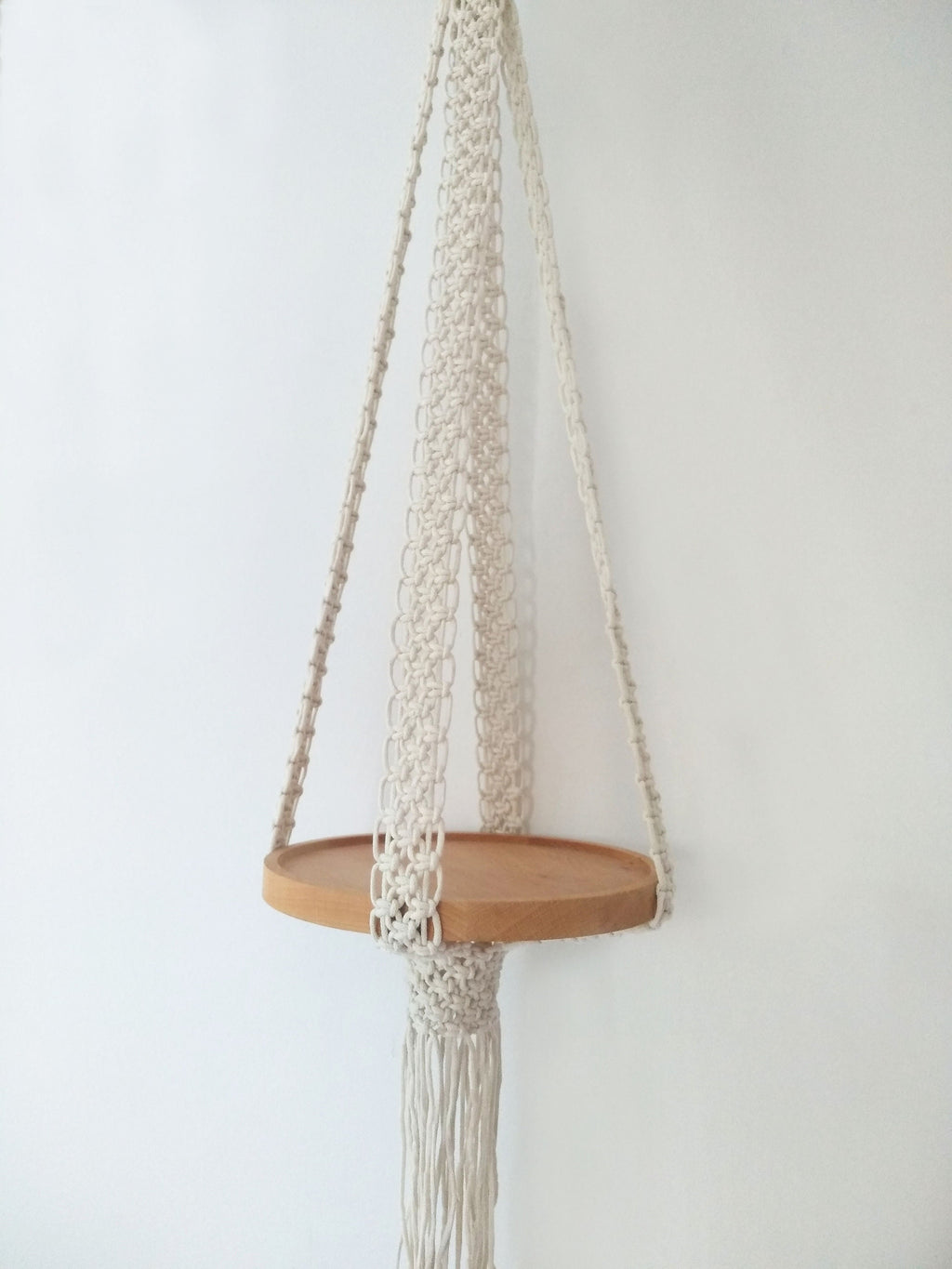 Macrame Plant Hanger-black Or Natural White Cotton Rope -macrame Shelf-candle Holder- Pot Hanger Or Macrame Hanging Table, No Tassel /fringe