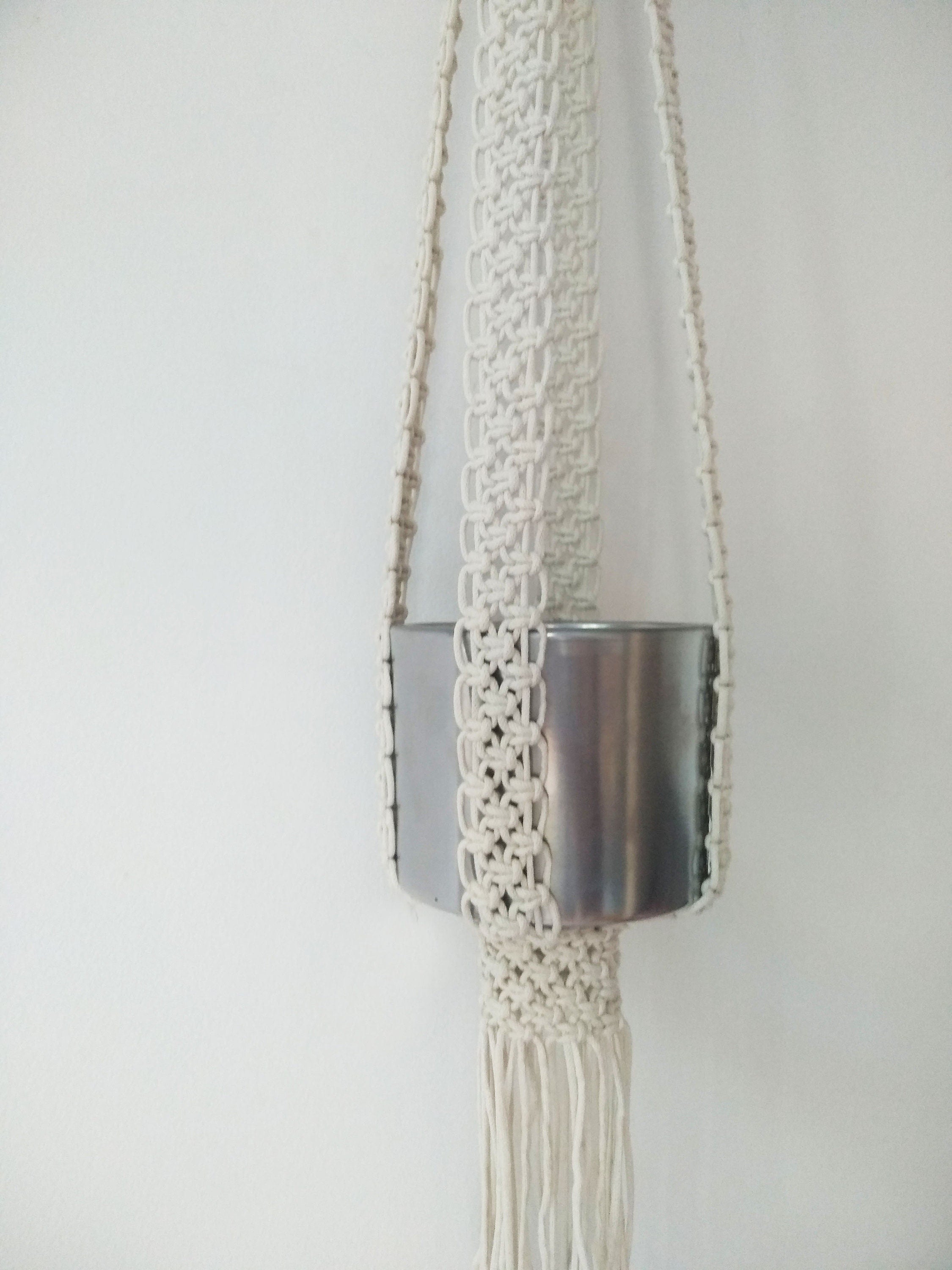 Macrame Plant Hanger-black Or Natural White Cotton Rope -macrame Shelf-candle Holder- Pot Hanger Or Macrame Hanging Table, No Tassel /fringe