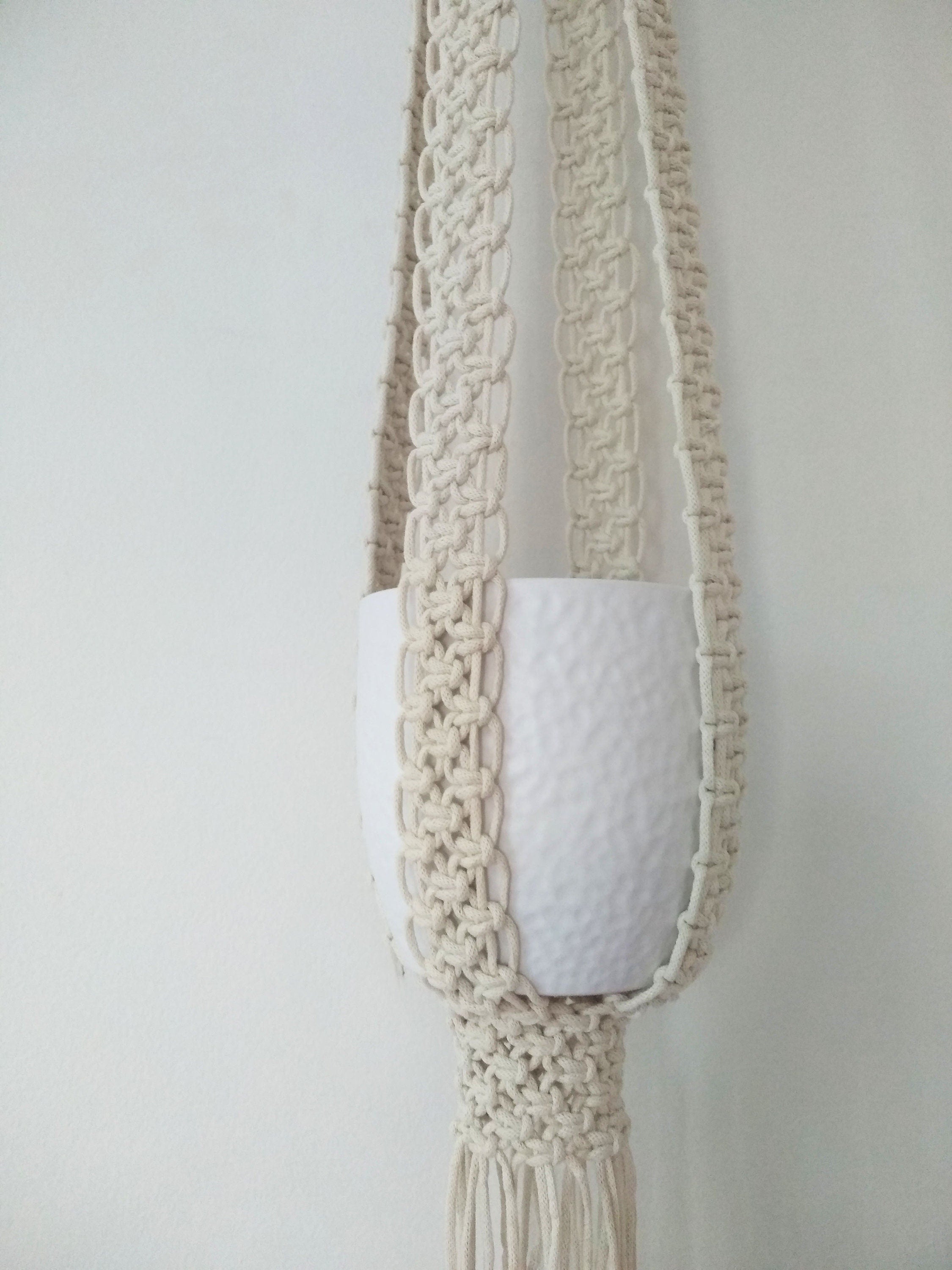 Macrame Plant Hanger-black Or Natural White Cotton Rope -macrame Shelf-candle Holder- Pot Hanger Or Macrame Hanging Table, No Tassel /fringe