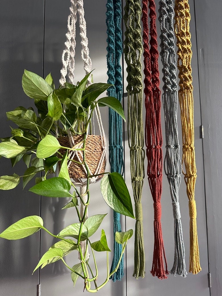 Macrame Plant Hanger, Modern And Minimalist Hanging Planter, Indoor Planter With Color Options, Eco Friendly Gift, Cotton