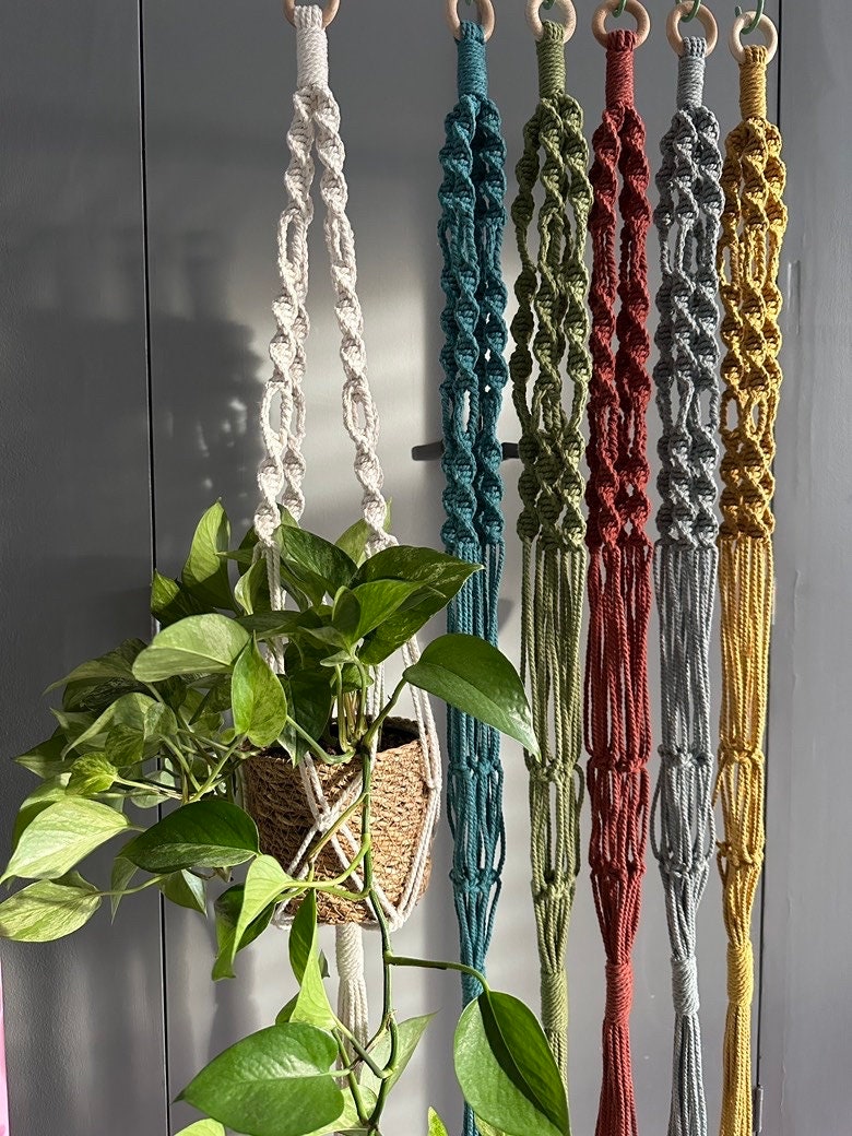 Macrame Plant Hanger, Modern And Minimalist Hanging Planter, Indoor Planter With Color Options, Eco Friendly Gift, Cotton