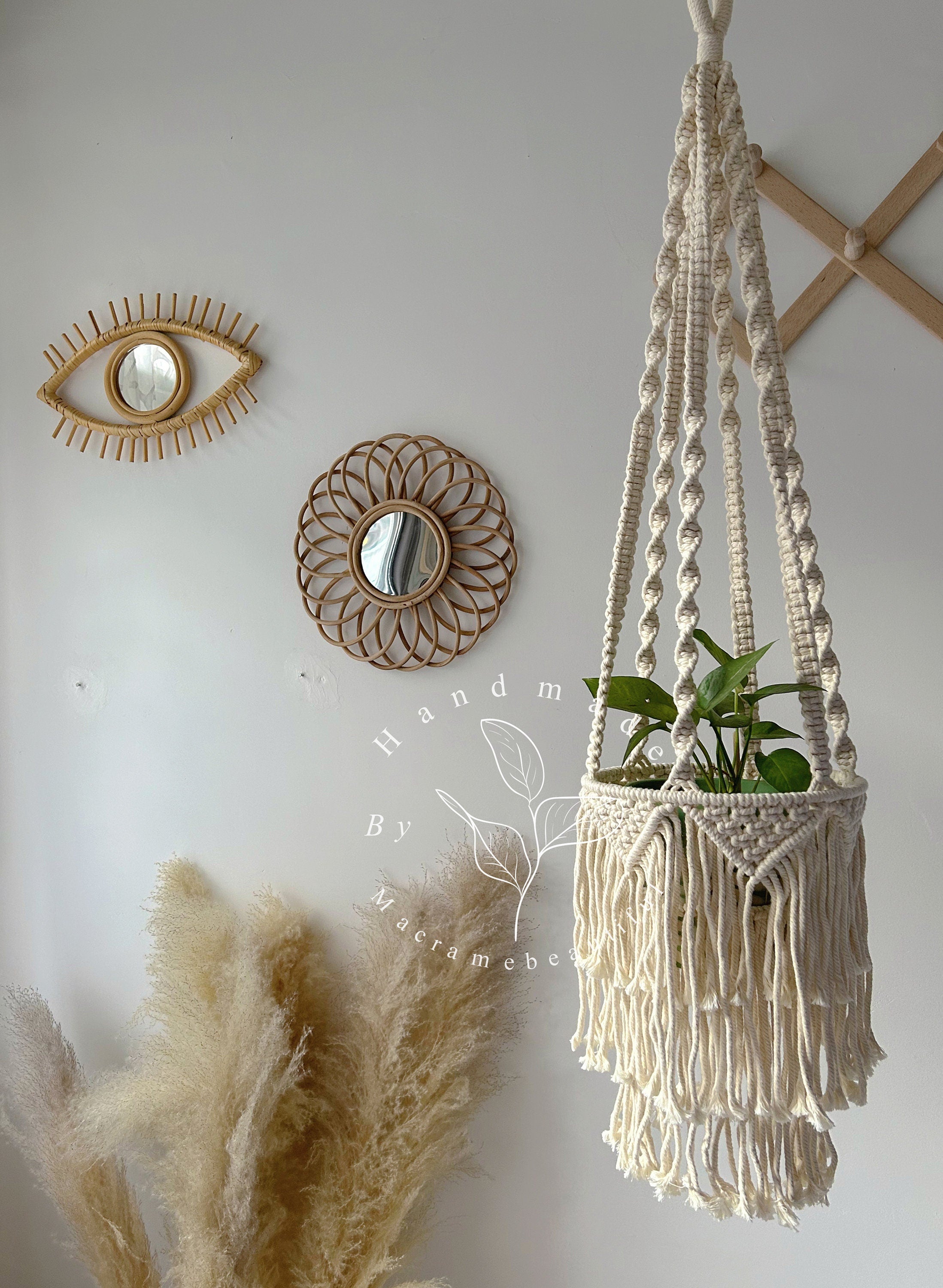 Large Macrame Plant Hanger With Fringe Indoor Plant Hanger Large Hanging Planter Wall Planters Plant Lover Gift Bohemian Home Decor