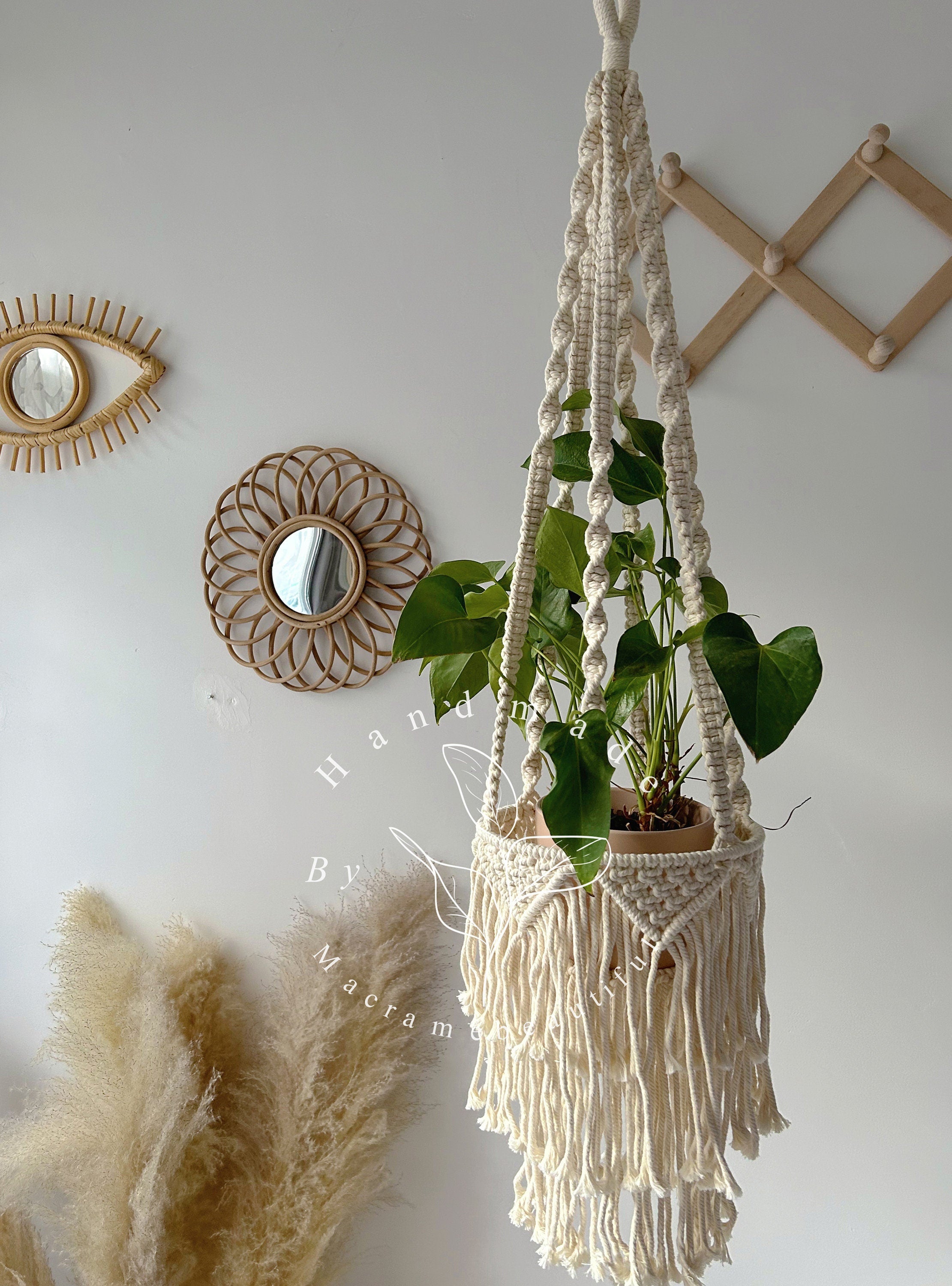 Large Macrame Plant Hanger With Fringe Indoor Plant Hanger Large Hanging Planter Wall Planters Plant Lover Gift Bohemian Home Decor