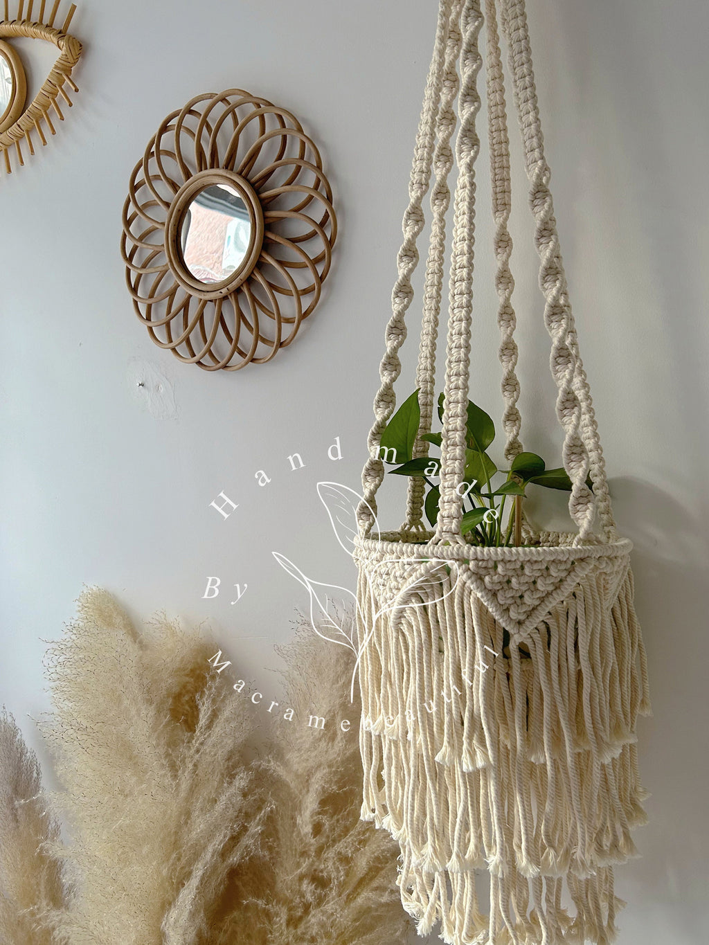Large Macrame Plant Hanger With Fringe Indoor Plant Hanger Large Hanging Planter Wall Planters Plant Lover Gift Bohemian Home Decor
