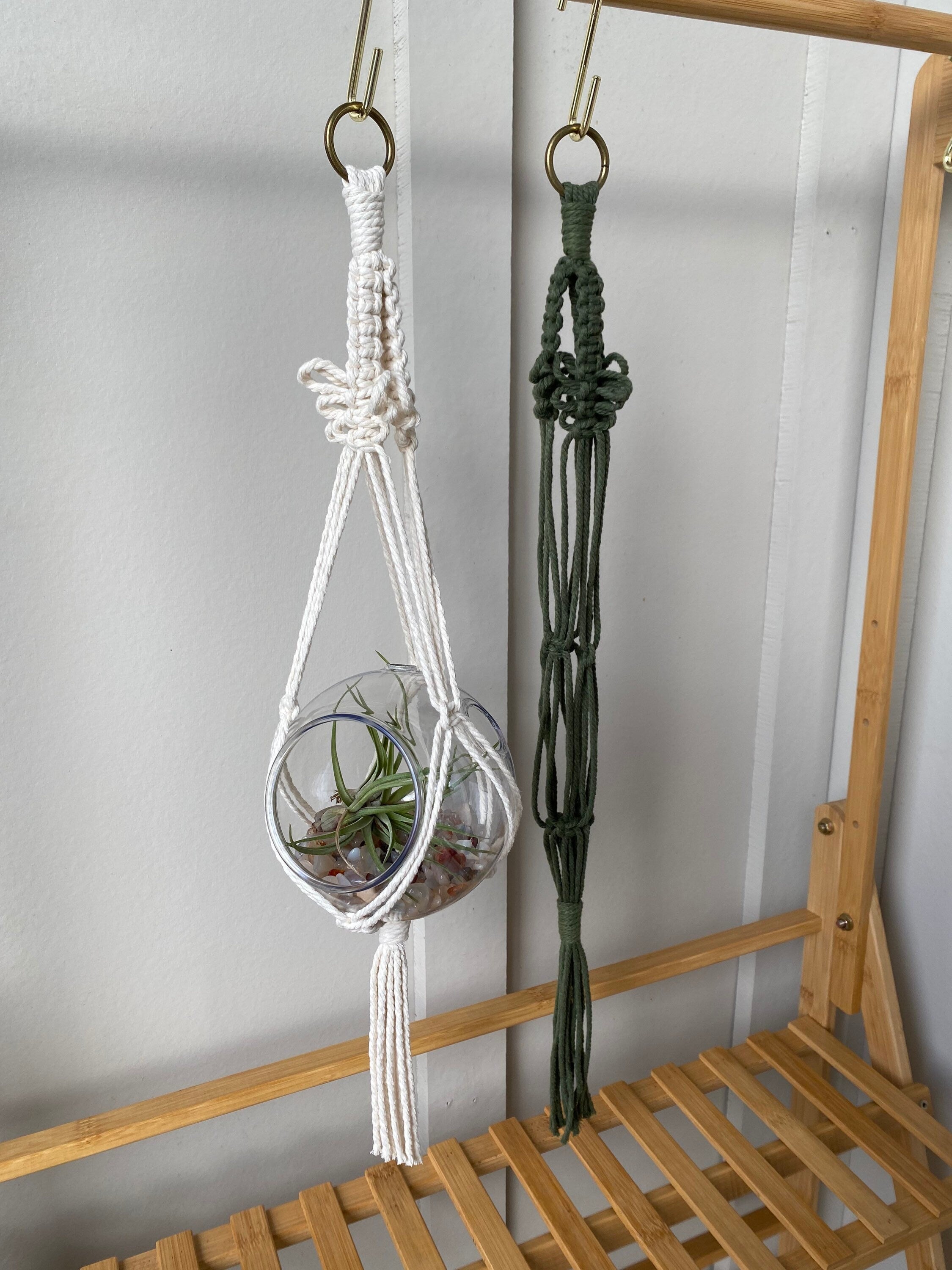 Macrame Terrarium Plant Hanger With Optional Terrarium Globe Included