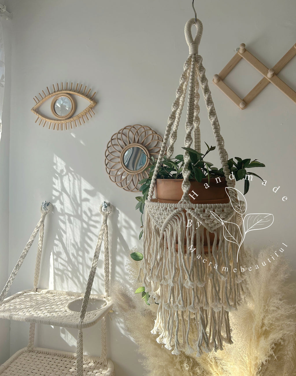 Large Macrame Plant Hanger With Fringe Indoor Plant Hanger Large Hanging Planter Wall Planters Plant Lover Gift Bohemian Home Decor