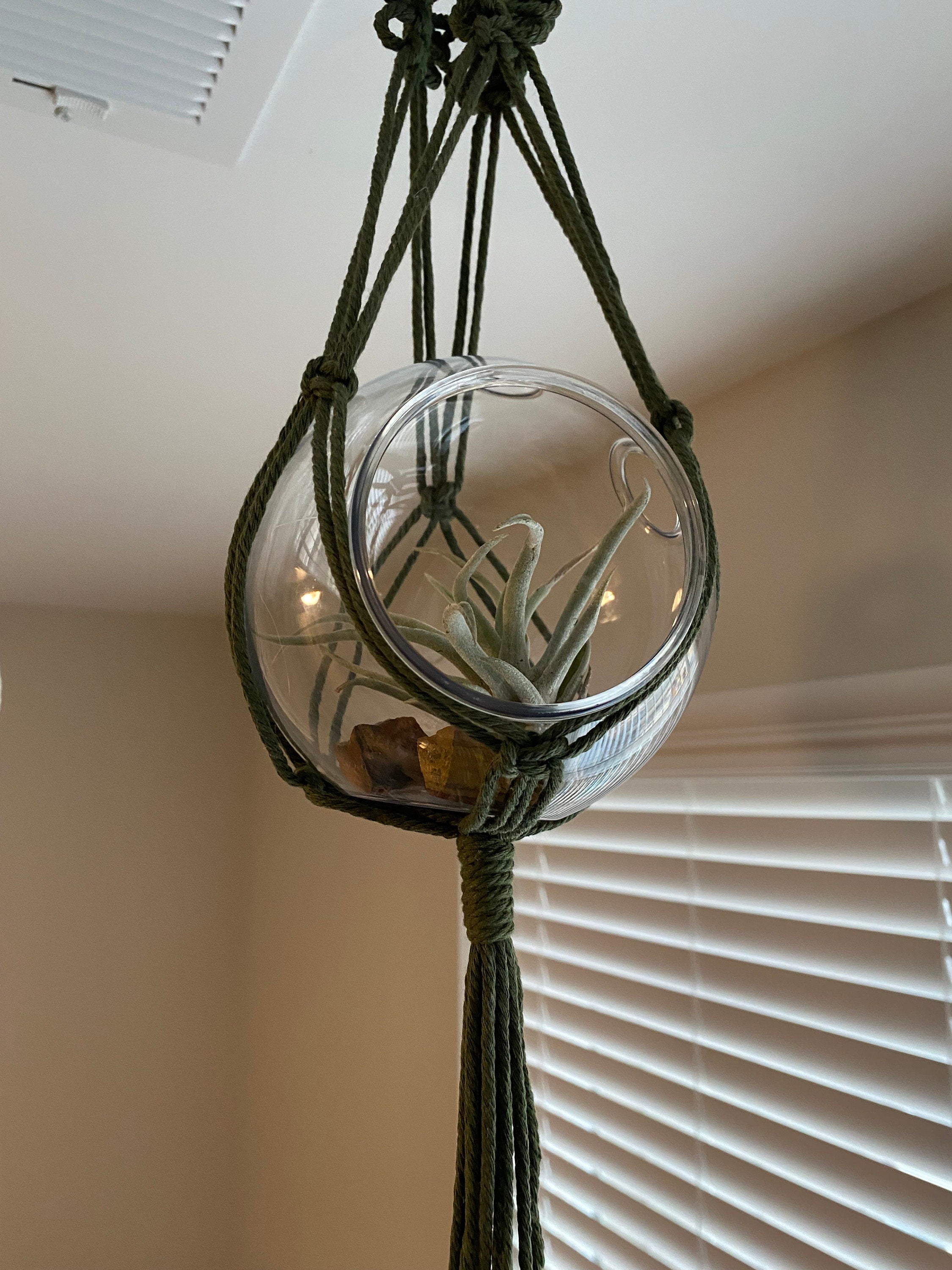 Macrame Terrarium Plant Hanger With Optional Terrarium Globe Included