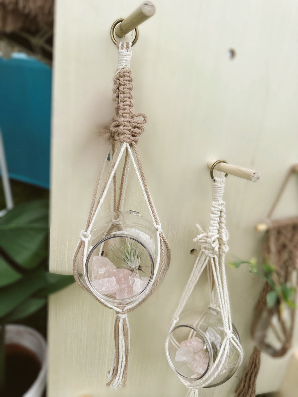 Macrame Terrarium Plant Hanger With Optional Terrarium Globe Included