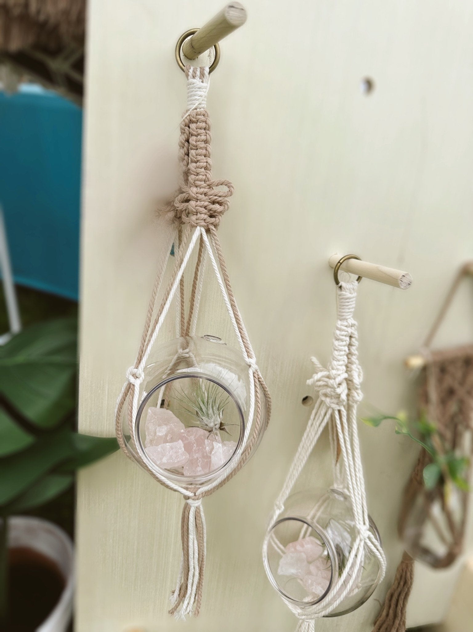 Macrame Terrarium Plant Hanger With Optional Terrarium Globe Included
