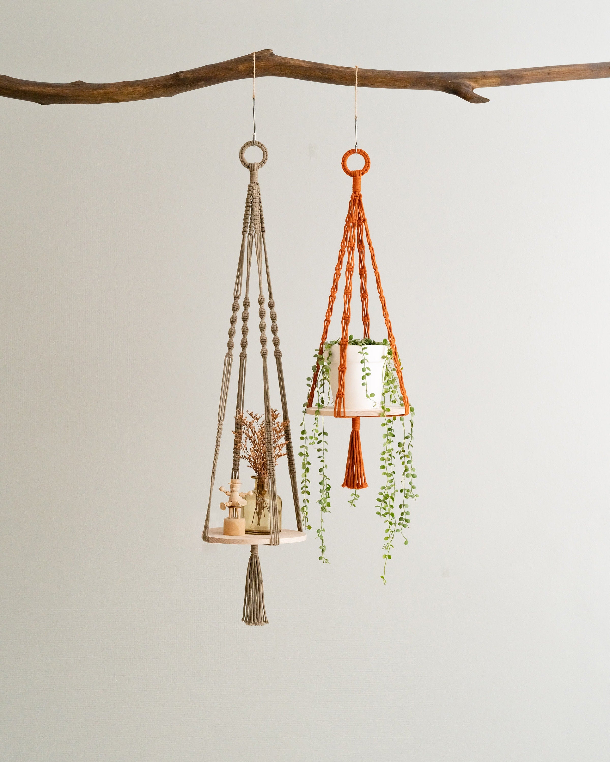 Macrame Plant Holder, Hanging Plant Shelf, Wooden Plant Hanger, Plant Hanger Macrame, Macrame Shelf, Ceiling Plant Holder S21