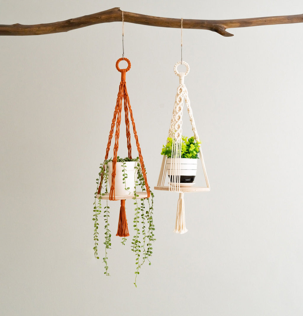 Macrame Plant Holder, Hanging Plant Shelf, Wooden Plant Hanger, Plant Hanger Macrame, Macrame Shelf, Ceiling Plant Holder S21