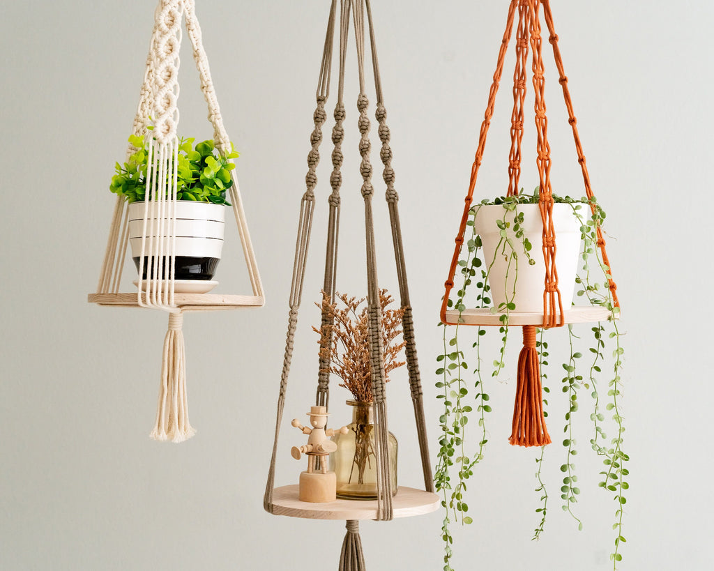 Macrame Plant Holder, Hanging Plant Shelf, Wooden Plant Hanger, Plant Hanger Macrame, Macrame Shelf, Ceiling Plant Holder S21