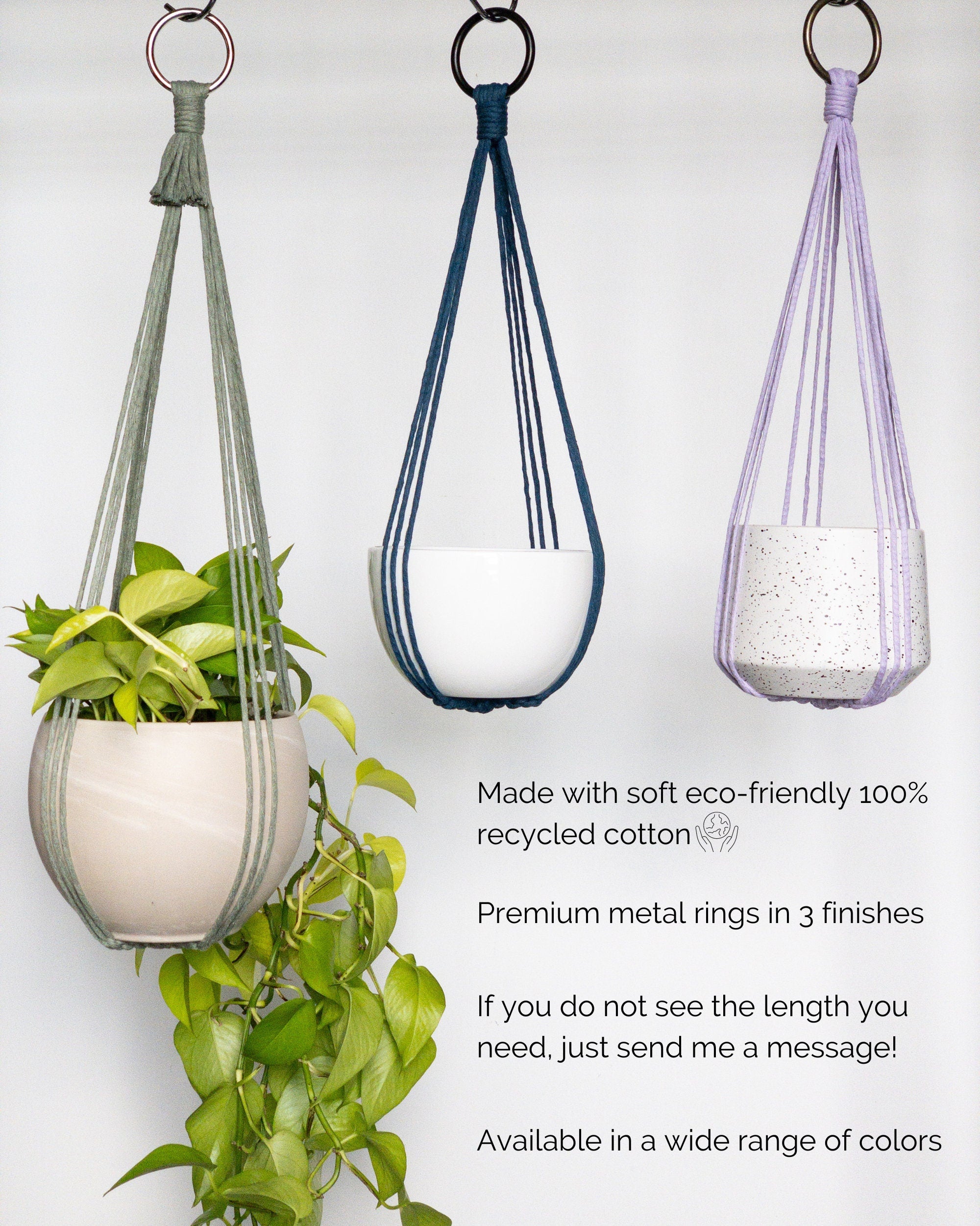 No Tassel Macrame Plant Hanger, No Tail Hanging Planter,  Hanging Plant Holder, Indoor Plant Hanger, Pet Friendly Plant Hanger, Hanging Pot