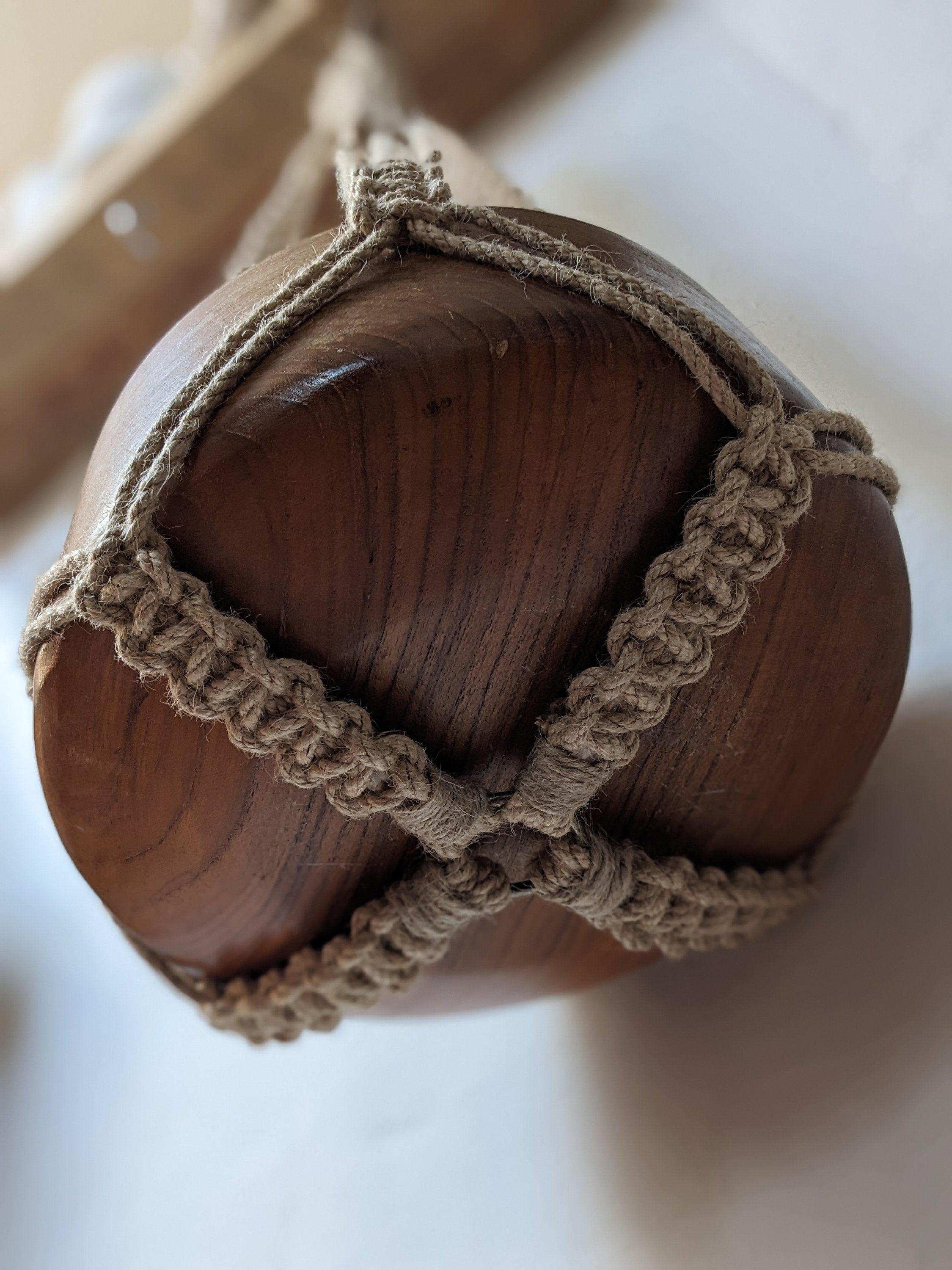 Jute Macrame Plant Hanger Tassel Free With Beads Rustic Pot Holder Housewarming Gift Inside Or Outside Use, Gift For Plant Lover