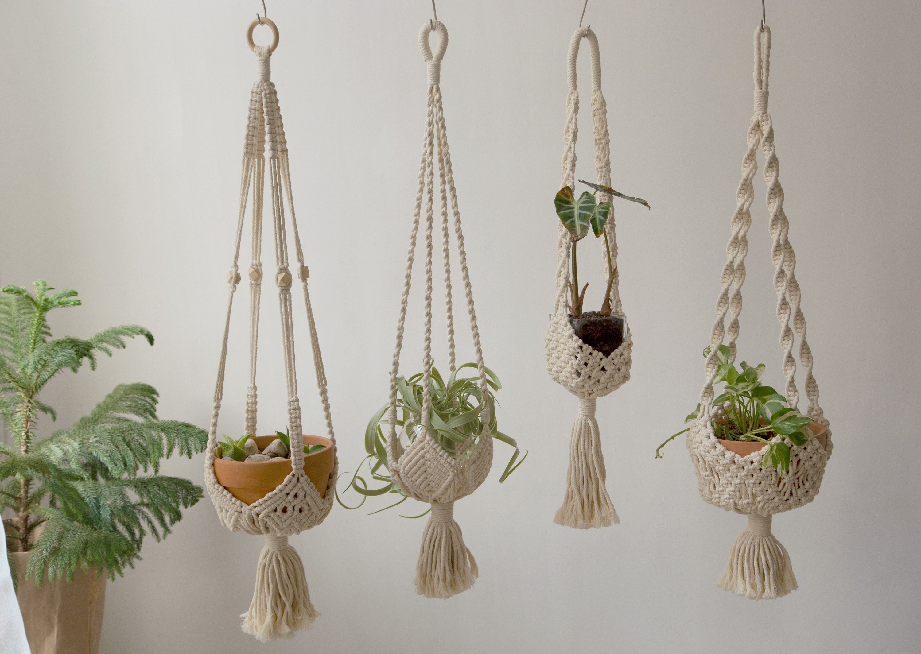 Boho Macrame Plant Hanger Large Hanging Planter Plant Holder Pot Hanger Hanging Basket Wall Planters, Plant Lover Gift, Indoor Garden