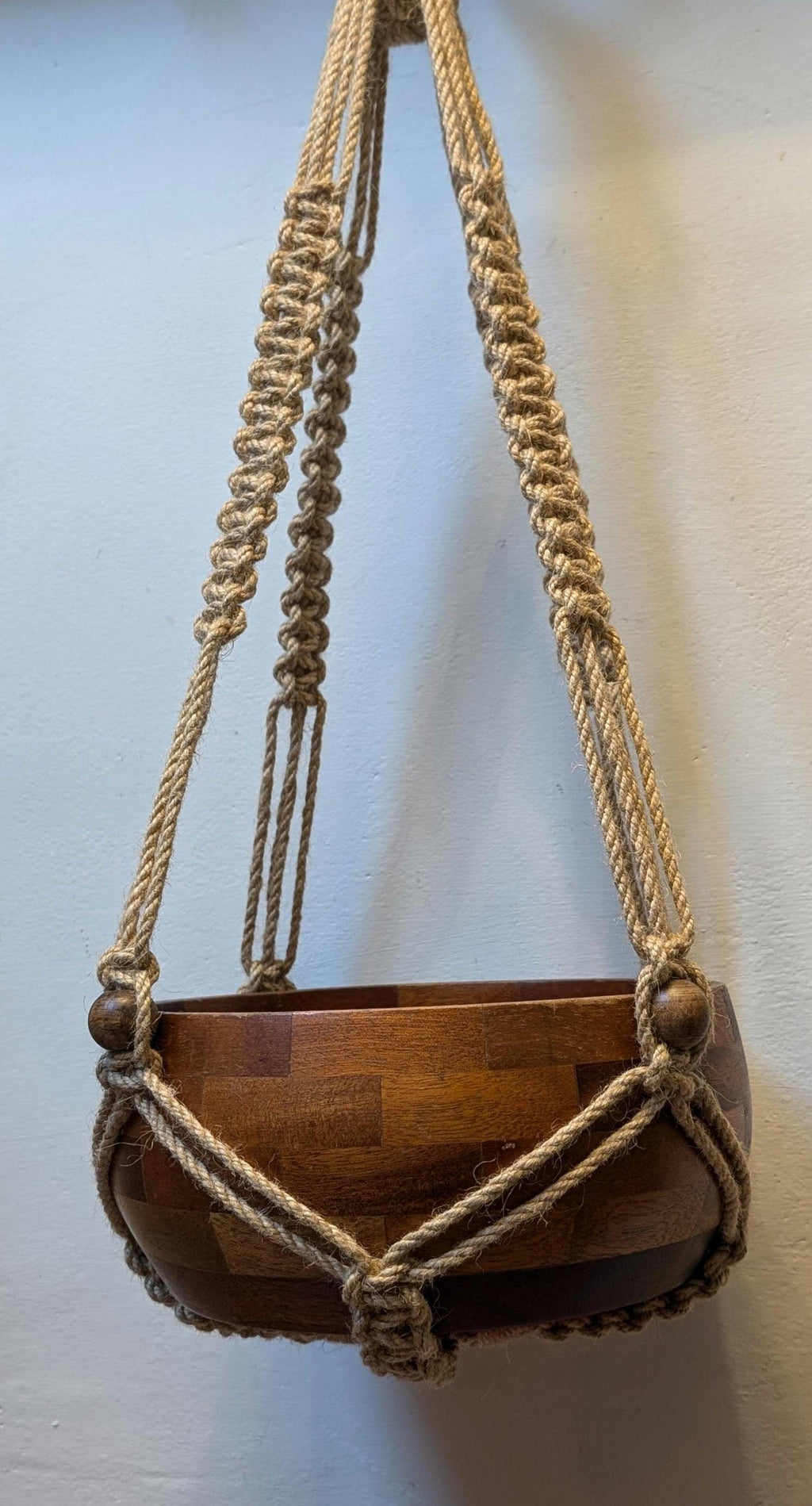 Jute Macrame Plant Hanger Tassel Free With Beads Rustic Pot Holder Housewarming Gift Inside Or Outside Use, Gift For Plant Lover