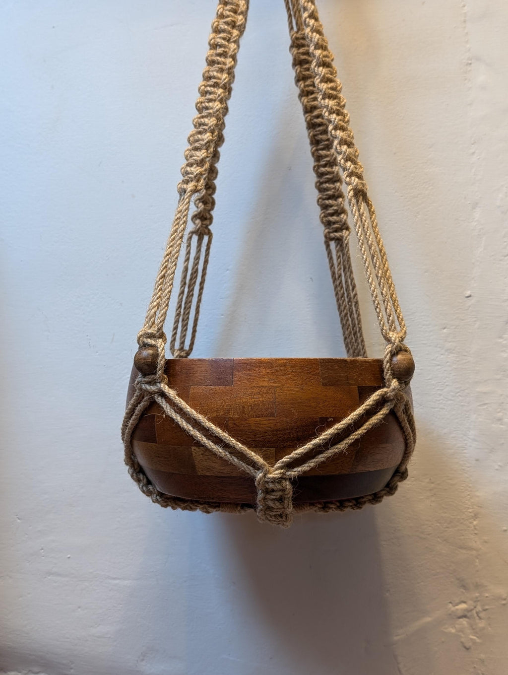 Jute Macrame Plant Hanger Tassel Free With Beads Rustic Pot Holder Housewarming Gift Inside Or Outside Use, Gift For Plant Lover