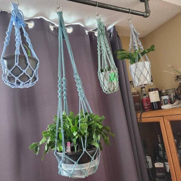 Macrame Plant Hanger: Fringe-free, Cat-friendly, Indoor Hanging Planter