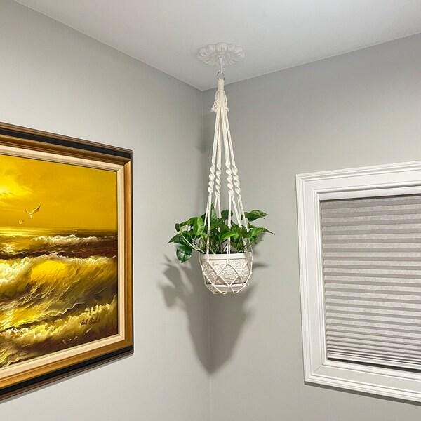 Macrame Plant Hanger: Fringe-free, Cat-friendly, Indoor Hanging Planter