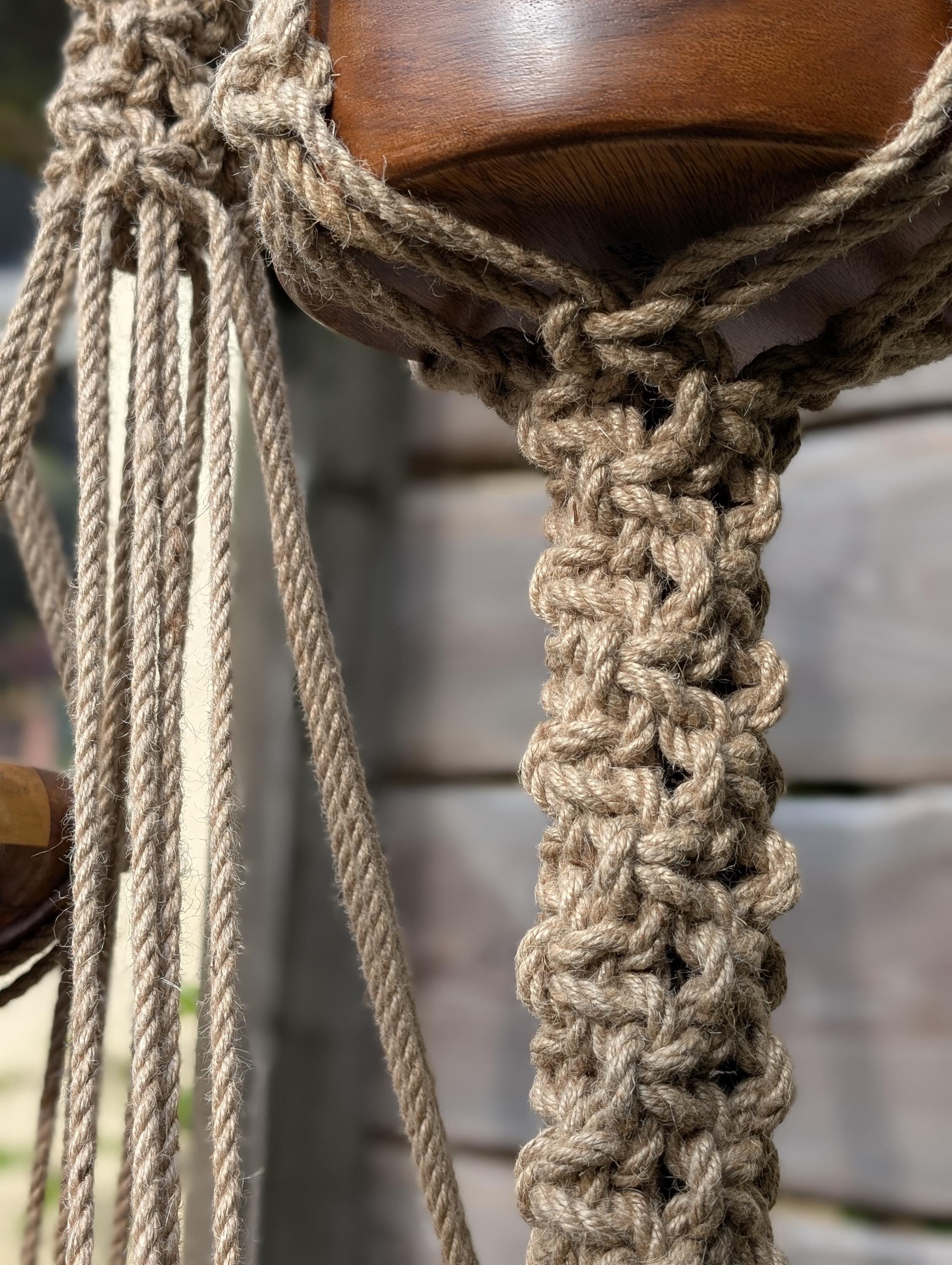 Large Macrame Plant Hanger For Big Pots | Chunky Natural Jute Hanging Planter | Rustic Statement Indoor Plant Holder | Handmade Uk