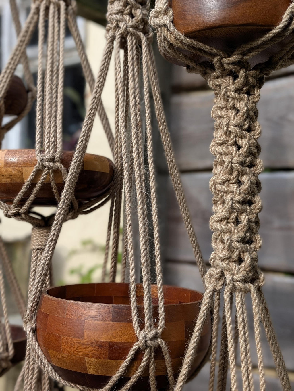 Large Macrame Plant Hanger For Big Pots | Chunky Natural Jute Hanging Planter | Rustic Statement Indoor Plant Holder | Handmade Uk