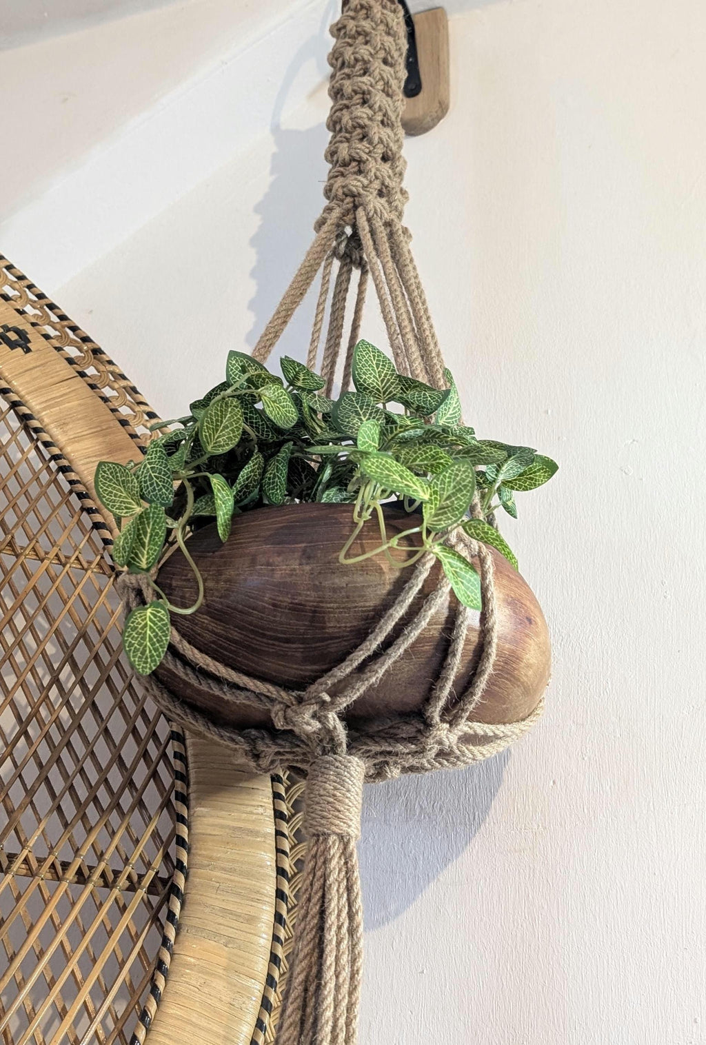 Large Macrame Plant Hanger For Big Pots | Chunky Natural Jute Hanging Planter | Rustic Statement Indoor Plant Holder | Handmade Uk