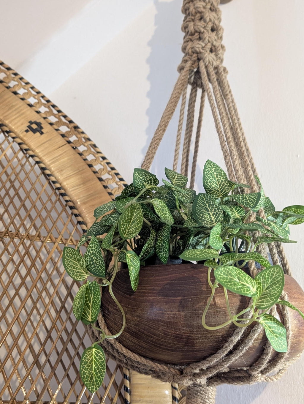 Large Macrame Plant Hanger For Big Pots | Chunky Natural Jute Hanging Planter | Rustic Statement Indoor Plant Holder | Handmade Uk