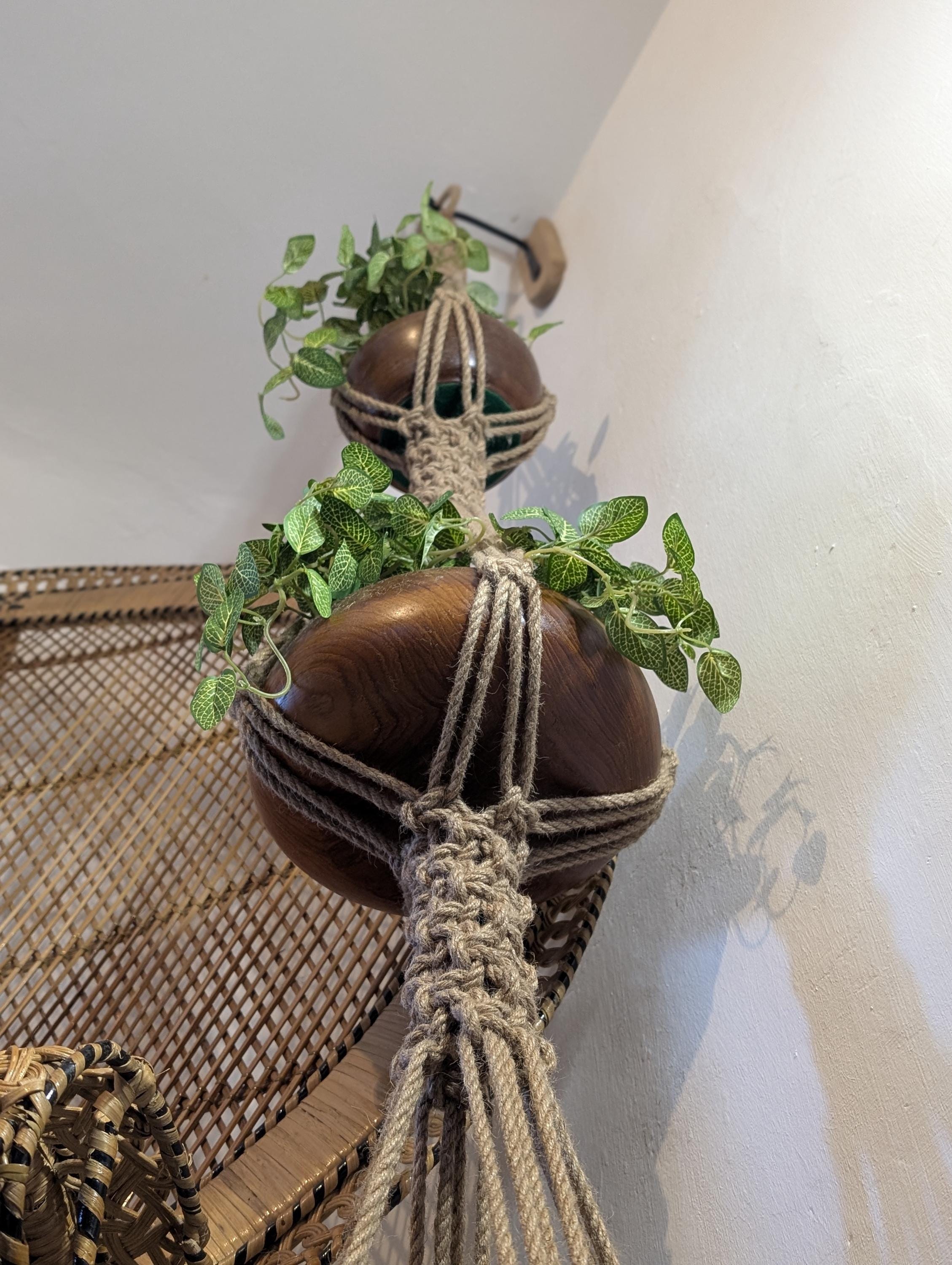 Large Macrame Plant Hanger For Big Pots | Chunky Natural Jute Hanging Planter | Rustic Statement Indoor Plant Holder | Handmade Uk
