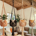 Boho Macrame Plant Hanger, Woven Cotton Rope Hanging Basket For Succulents