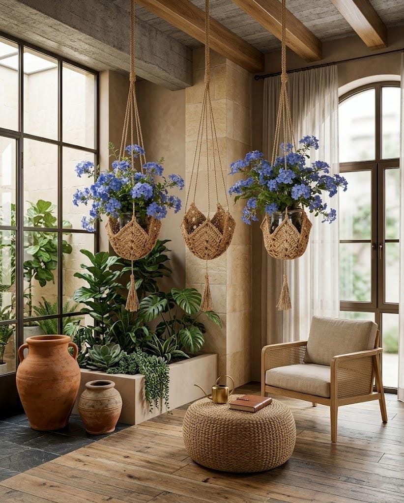 Handmade Boho Macrame Plant Hangers 2 Pack, Jute Hanging Planters With S Hooks, Woven Flower Pot Holders For Indoor & Outdoor Bohemian Home