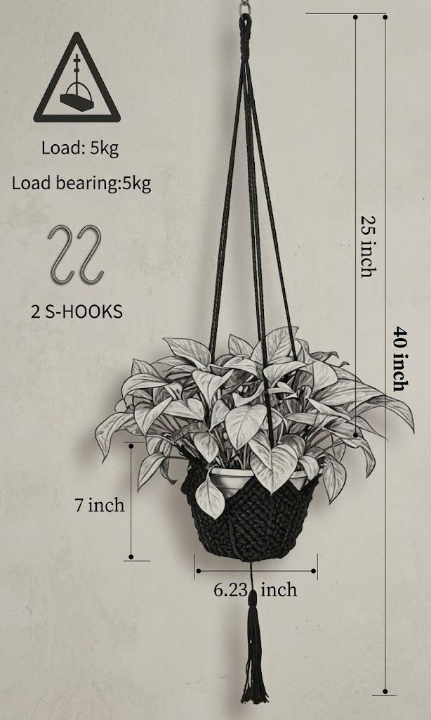 Handmade Boho Macrame Plant Hangers 2 Pack, Jute Hanging Planters With S Hooks, Woven Flower Pot Holders For Indoor & Outdoor Bohemian Home